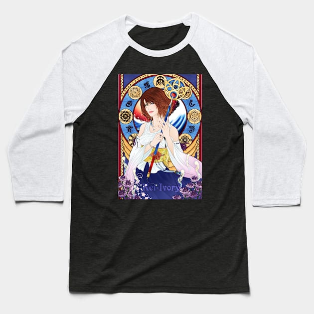 Summoner Yuna - Art Nouveau Baseball T-Shirt by KeiIvory